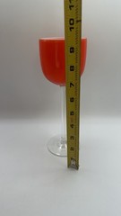 6 Carlo Moretti Orange Red White Cased Tall Wine Glasses Clear Long Stem 9 3/8”