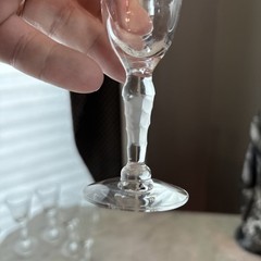 Vintage Hand-Blown Frosted Stem& Clear Optic Panel Bowl Liqueur/Aperitif 1930s