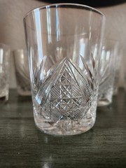 ANTIQUE CUT CRYSTAL TUMBLER SMALL AND LARGE DIAMOND AND FAN GLASS Lot Of 9