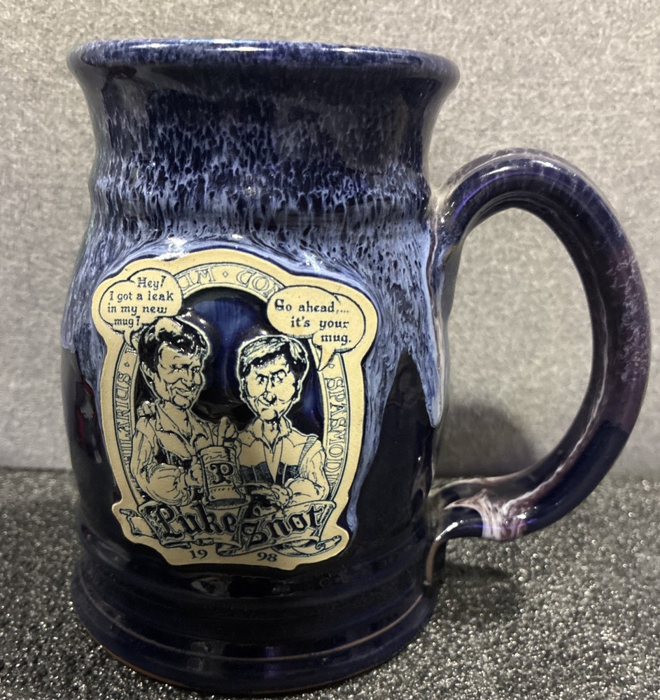 Hillarious 1998 PUKE & SNOT Renaissance Comedy Blue Mug/Tankard I GOT A LEAK
