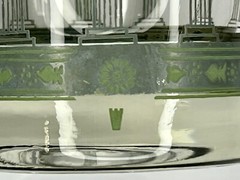Cera Glass Golden Grapes Highball Tumbler Green and 22k Gold Tuscan 14 oz *READ*