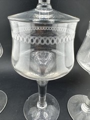 Franciscan Tiffin NEEDLE ETCH Optic Panels Brandy Whisky Glasses 1920s Set of 6