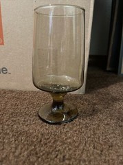 Set of 2 Amber Footed Drinking Glasses Tumblers