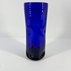 Cobalt Blue Glass Handmade Tumbler Flower Vase Glass Dimpled Rough Bottom