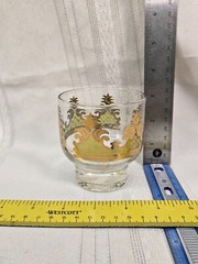 Georges Briard Green Gold CARRARA Footed Old Fashioned Rocks Glass 3.25″ Signed