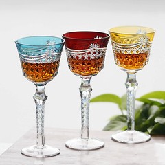 Hand Cut To Clear Blue 9oz Edo Kiriko Crystal Whiskey Glasses Gift Packing 1pc