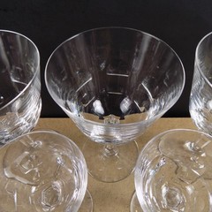 5pc Orrefors Crystal Bernadotte 3 Water Goblets 2 Wine Glasses Sweden Vintage