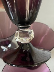 2 Bryce Purple Amethyst 5 3/8″ Crystal Water Goblets Wilmington Cube Stem Glass