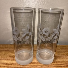 Vintage Avon Crystal HUMMINGBIRD 7 Oz Flat Tumblers SET OF TWO