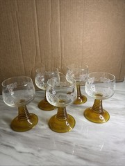 Lot of 5 (5) Schott Zwiesel Roemer Amber Beehive Stem Glasses Germany 5 1/2 Tall