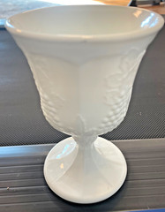 Indiana Colony Harvest White Milk Indiana Glass Goblet Grape Panel pedestal dish