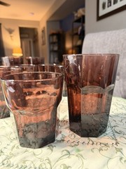 VTG Libbey Gibraltar Amethyst Purple Tumblers Glasses Set 9 Duratuff 5” & 4”