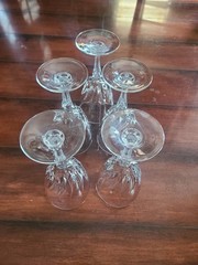 Set of 5 Cristal D Arques FLAMENCO Crystal Water Goblets Glasses 6 3/4” France