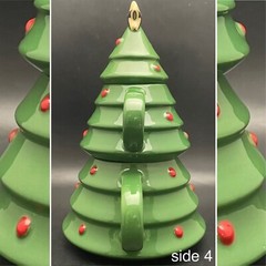 Hallmark Stoneware Christmas Tree 2 Stacking Mugs with Lid 2022 China 10″ tall