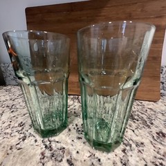 Set of 2 Libbey Duratuff GIBRALTER 16 oz Tumblers Glasses in Spanish Green