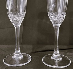 Set of 2 Calp Concerto Fluted Crystal Champagne Flutes/Glasses ~ Italy