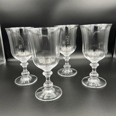 4 NWT Mikasa French Countryside 7-1/2” Crystal Water Goblet Glasses Optic Bowl