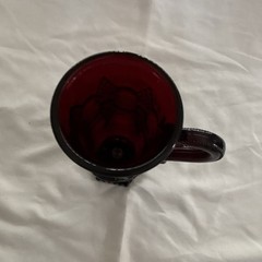 Set of 6 Red Glass Pedestal Base Mugs with Handles, Six-Piece Set