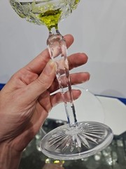 Wine Hock glass Chartreuse Yellow Cut clear Crystal Val Saint Lambert #3269/17