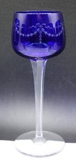 FRENCH Baccarat Blue Crystal Lily of the Valley Floral Hoock Wine Glasses Set 6