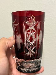 STUNNING SET(6) Multicolored AJKA Crystal MARSALA Tumblers W/Labels 5.25″H