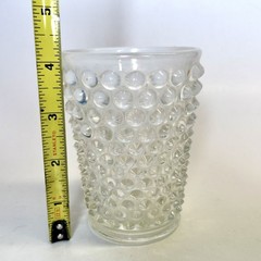 Tea Water Picture Cup Set Blue Opalescent Moonstone Hobnail Anchor Hocking Glass