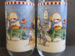 CAMBRIDGE POTTERIES-Winter’s Garden~Set of 2 Glass TUMBLERS~5.75″