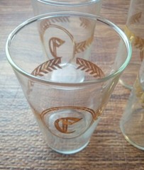 Gold Monogram «C» Glass Set of 4 Juice Glasses 4.5″ Vintage