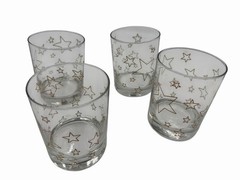 ✨✨Vtg 4 Gold Star Rock Glasses 14 0z rocks.✨✨