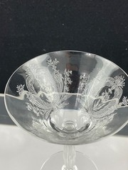 Set of 3 Vintage Tiffin Glass Elegant La Fleur Pattern Champagne / Tall Sherbert