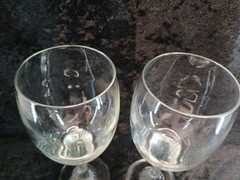 Hand Blowen Wine Glasses Swirl Pattern Stems 7.5 Inches Tall