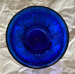 Maryland Glass Company Set of 2 «Feather» Cobalt Blue 4.5″ Flat Tumblers ~ EUC
