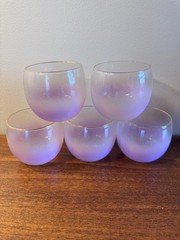 Vtg Blendo Roly Poly Ombre Lavender Purple Frosted Glasses/Barware w/gold trim