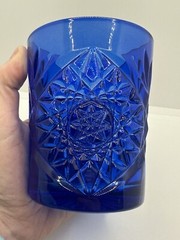 Libbey Hobstar Double Old Fashioned Glasses 12oz. Electric Cobalt Blue, Set of 5