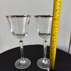 Vintage Mikasa Full Lead Crystal BRIARCLIFFE Water Goblet Platinum Trim Set of 2
