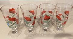 large hand painted stemmed juice glasses floral pattern 21 oz set of 4
