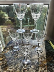 Cristal D’Arques Durand Chateaudun Cut Crystal Wine Glasses Set of 6 France
