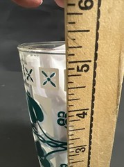 Vtg MCM Hazel Atlas Green Ivy Vine and White Drinking Glass 5”High Replacement