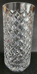 Waterford Alana Crystal 10” Cylinder Diamond Cut Vase with Star Cut Base READ