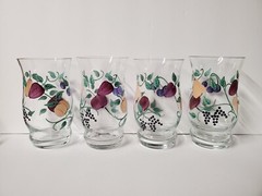 Princess House Orchard Medley Hand Painted Fruit Drinking Glasses Set of 4