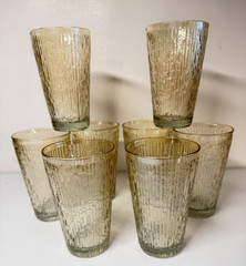 8 VTG Jeanette Iridescent Marigold Carnival Tree Bark Variant Flat Tumbler 5″