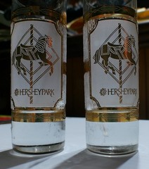 Two «RARE» Culver Hershey Park, PA 22k Gold Trim Shot Glasses