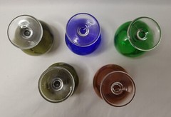 Set of 5 Cordial Shot Glasses Etched Glass Cherry Blossoms Mid Century Barware