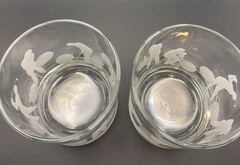 2 Vtg Golf Themed Frosted Golfer Silhouettes & Balls 12 Oz Rocks/Lowball Glasses