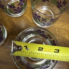 Set Of 4 Libbey Violet Pattern Juice Glasses MCM Flowers Purple