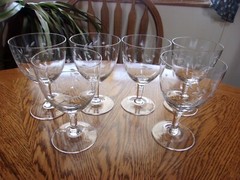 Wine Etched Floral Blown Smooth Stem 10 Oz Capacity – Set of 6 Glasses