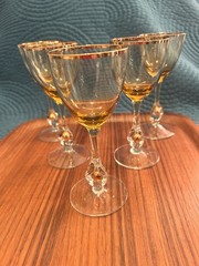 Vintage Jozef Stanik Zlata Zuzana Golden Suzanne Wine Glasses 1950s Deco-5