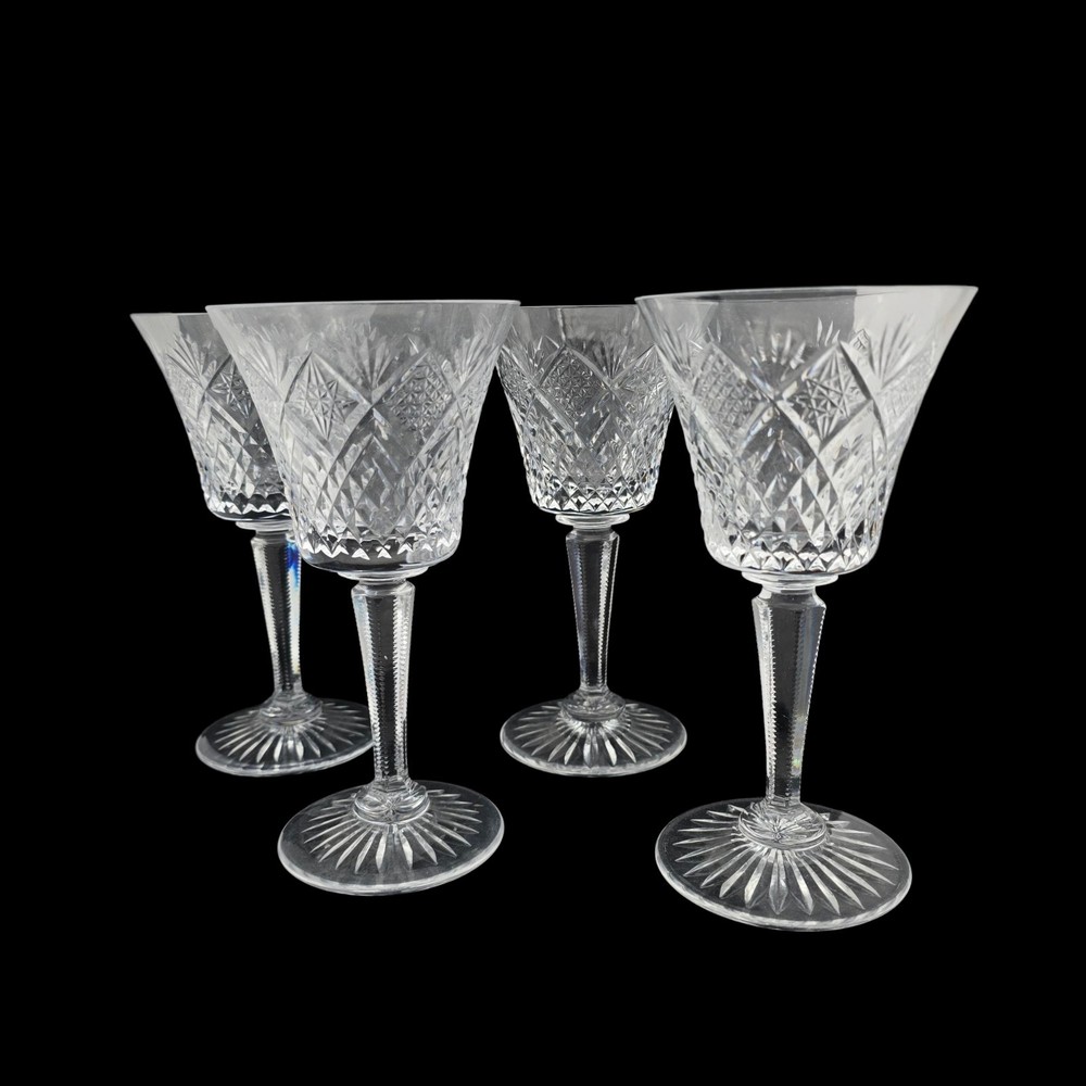 Set 4 St Louis Musette Unmarked American Brillant Cut Glass Zipper Cut Water