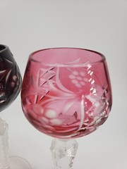 Vintage Lausitzer Multi-Color Cut to Clear Cordial Glass Set of 4