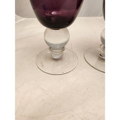 #7739 Amethyst Purple Wine Water Stem Glasses Pair